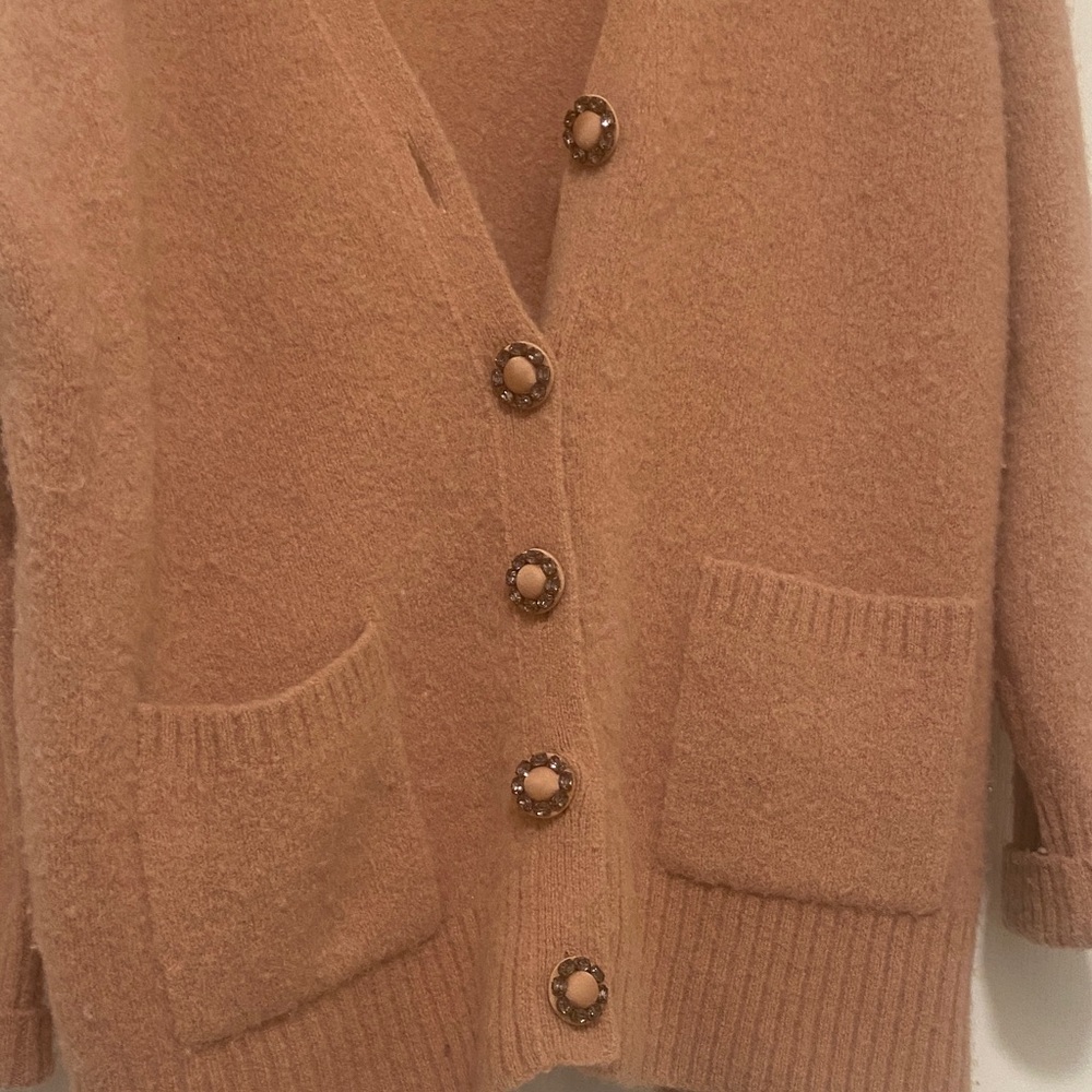 Tory Burch Camel Button-Up Cardigan - Picture 4 of 5